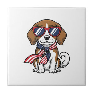 Vintage Patriotic Beagle Dog Sunglasses Shirt_1 Tile