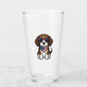Vintage Patriotic Beagle Puppy Sunglasses Shirt_1 Glass