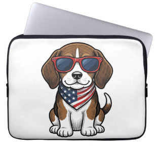 Vintage Patriotic Beagle Puppy Sunglasses Shirt_1 Laptop Sleeve