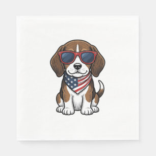 Vintage Patriotic Beagle Puppy Sunglasses Shirt_1 Napkin