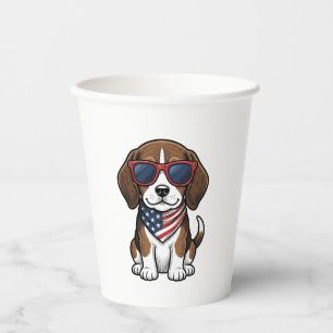 Vintage Patriotic Beagle Puppy Sunglasses Shirt_1 Paper Cups