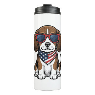 Vintage Patriotic Beagle Puppy Sunglasses Shirt_1 Thermal Tumbler