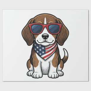 Vintage Patriotic Beagle Puppy Sunglasses Shirt_1 Wrapping Paper