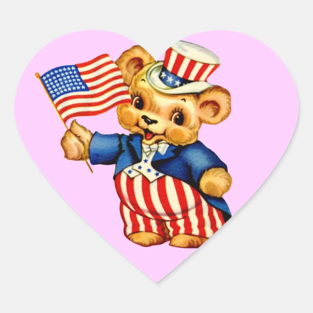 Vintage Patriotic Bear Sticker (Front)