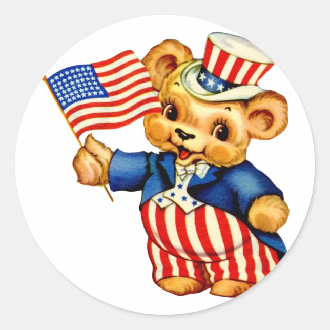 Vintage Patriotic Bear Sticker (Front)