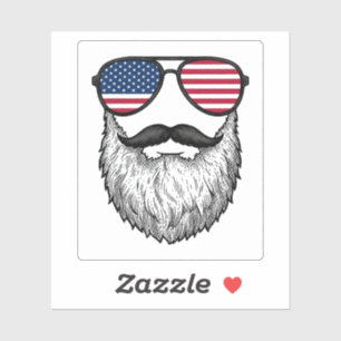 Vintage Patriotic Beard Sunglasses Graphic Shirt_1