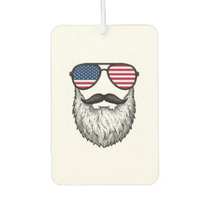 Vintage Patriotic Beard Sunglasses Graphic Shirt_1 Car Air Freshener