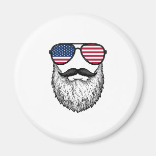 Vintage Patriotic Beard Sunglasses Graphic Shirt_1 Magnet