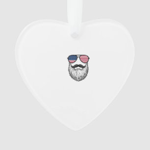 Vintage Patriotic Beard Sunglasses Graphic Shirt_1 Ornament
