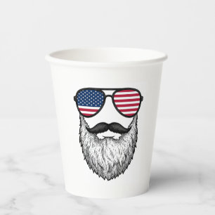 Vintage Patriotic Beard Sunglasses Graphic Shirt_1 Paper Cups