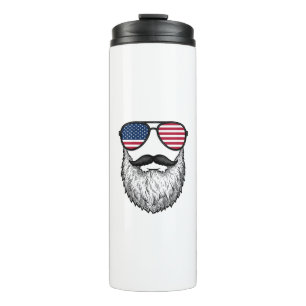 Vintage Patriotic Beard Sunglasses Graphic Shirt_1 Thermal Tumbler