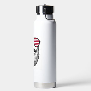 Vintage Patriotic Beard Sunglasses Graphic Shirt_1 Water Bottle