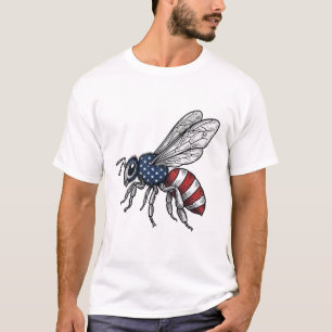 Vintage Patriotic Bee Vector Graphic Shirt Design_