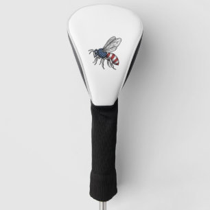 Vintage Patriotic Bee Vector Graphic Shirt Design_ Golf Head Cover