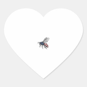 Vintage Patriotic Bee Vector Graphic Shirt Design_ Heart Sticker