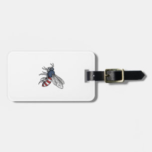 Vintage Patriotic Bee Vector Graphic Shirt Design_ Luggage Tag