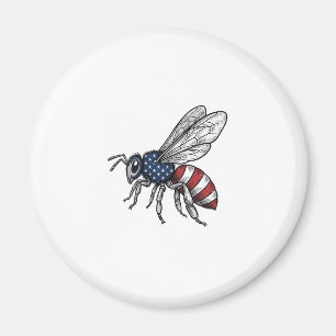 Vintage Patriotic Bee Vector Graphic Shirt Design_ Magnet