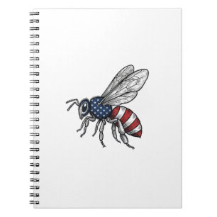 Vintage Patriotic Bee Vector Graphic Shirt Design_ Notebook