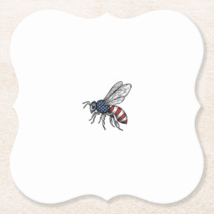 Vintage Patriotic Bee Vector Graphic Shirt Design_ Paper Coaster