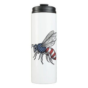 Vintage Patriotic Bee Vector Graphic Shirt Design_ Thermal Tumbler