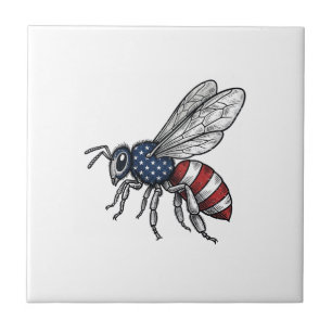 Vintage Patriotic Bee Vector Graphic Shirt Design_ Tile