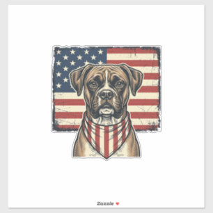 Vintage Patriotic Boxer Dog Flag Shirt Design_1