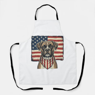 Vintage Patriotic Boxer Dog Flag Shirt Design_1 Apron