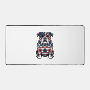 Vintage Patriotic Bulldog Vector Shirt Design_1 Desk Mat