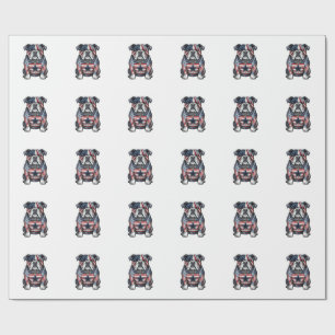 Vintage Patriotic Bulldog Vector Shirt Design_1 Wrapping Paper