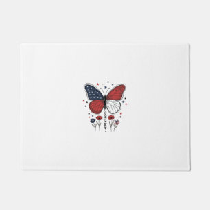 Vintage Patriotic Butterfly America Shirt Design_1 Doormat