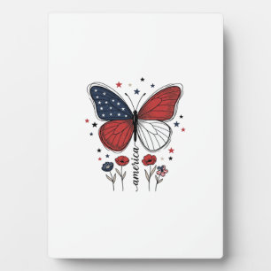 Vintage Patriotic Butterfly America Shirt Design_1 Plaque