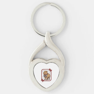 Vintage Patriotic Capybara Bow Tie Shirt Design_1 Key Ring