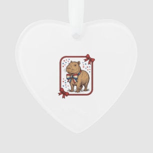 Vintage Patriotic Capybara Bow Tie Shirt Design_1 Ornament