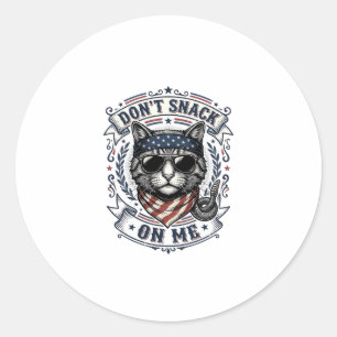 Vintage Patriotic Cat Don’t Snack On Me Classic Round Sticker