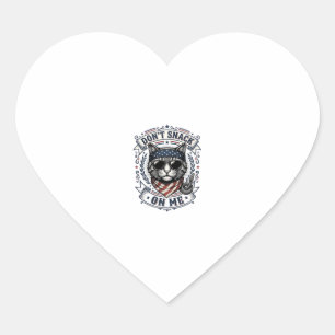 Vintage Patriotic Cat Don’t Snack On Me Heart Sticker