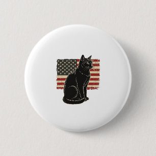 Vintage Patriotic Cat Flag Graphic T-Shirt Design_ 6 Cm Round Badge