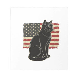 Vintage Patriotic Cat Flag Graphic T-Shirt Design_ Notepad