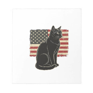 Vintage Patriotic Cat Flag Graphic T-Shirt Design_ Notepad
