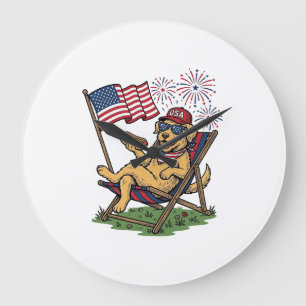 Vintage Patriotic Cats USA Shirt Design (2)_1 Large Clock