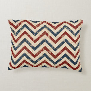 Vintage Patriotic Chevron Pattern Decorative Cushion