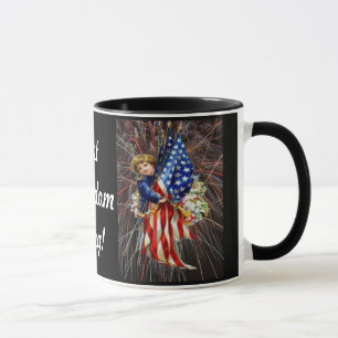 Vintage Patriotic Child and Fireworks Mug