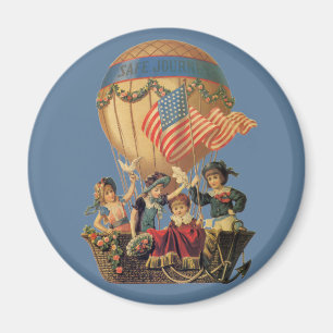 Vintage Patriotic, Children in a Hot Air Balloon Magnet