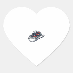 Vintage Patriotic Cowboy Hat Flower Shirt Design_1 Heart Sticker