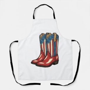 Vintage Patriotic Cowgirl Boots Western Shirt_1 Apron