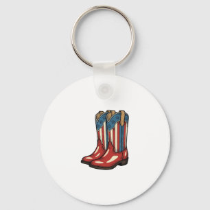 Vintage Patriotic Cowgirl Boots Western Shirt_1 Key Ring