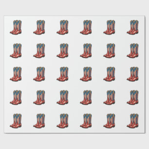 Vintage Patriotic Cowgirl Boots Western Shirt_1 Wrapping Paper