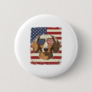 Vintage Patriotic Dachshund Flag Sunglasses Vector 6 Cm Round Badge