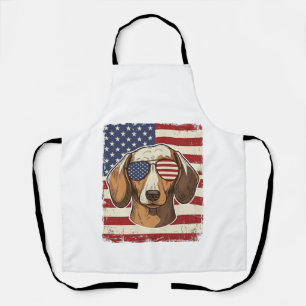 Vintage Patriotic Dachshund Flag Sunglasses Vector Apron