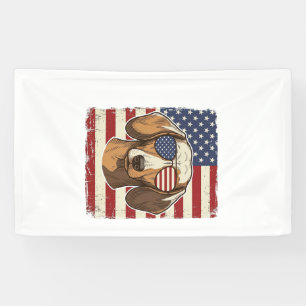 Vintage Patriotic Dachshund Flag Sunglasses Vector Banner