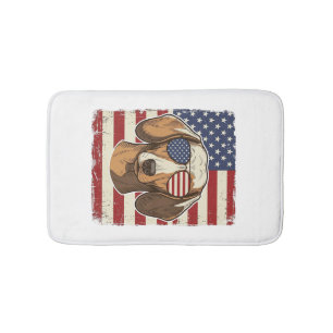 Vintage Patriotic Dachshund Flag Sunglasses Vector Bath Mat